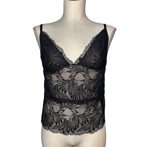 Rachel Roy Women’s Black Lace Camisole Top size XL Black Coquette Whimsygoth